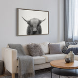 Sylvie Hey Dude Highland Cow Framed Linen Canvas