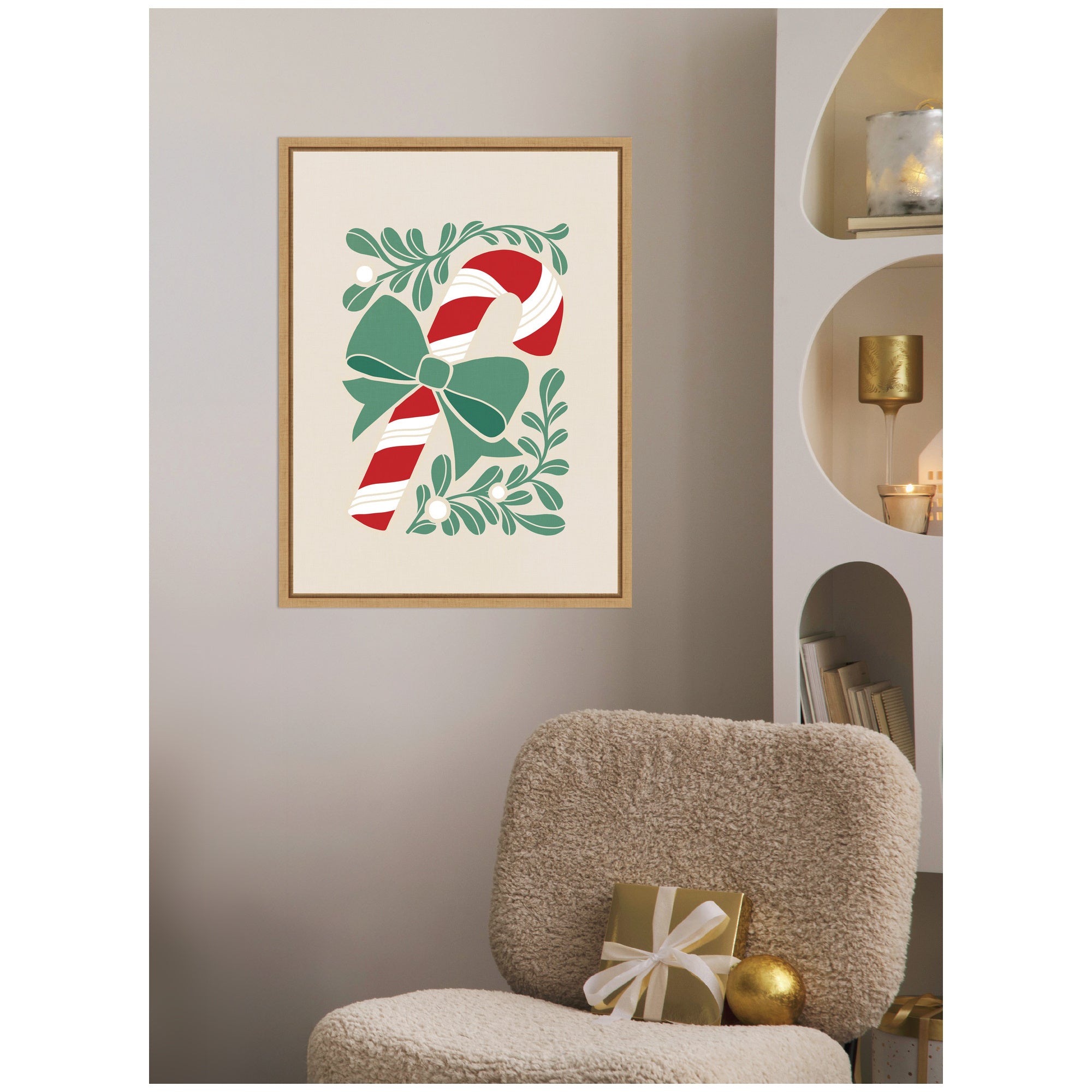 Sylvie Framed Canvas Christmas Icons Prima Set Candy Cane by Dominique Vari