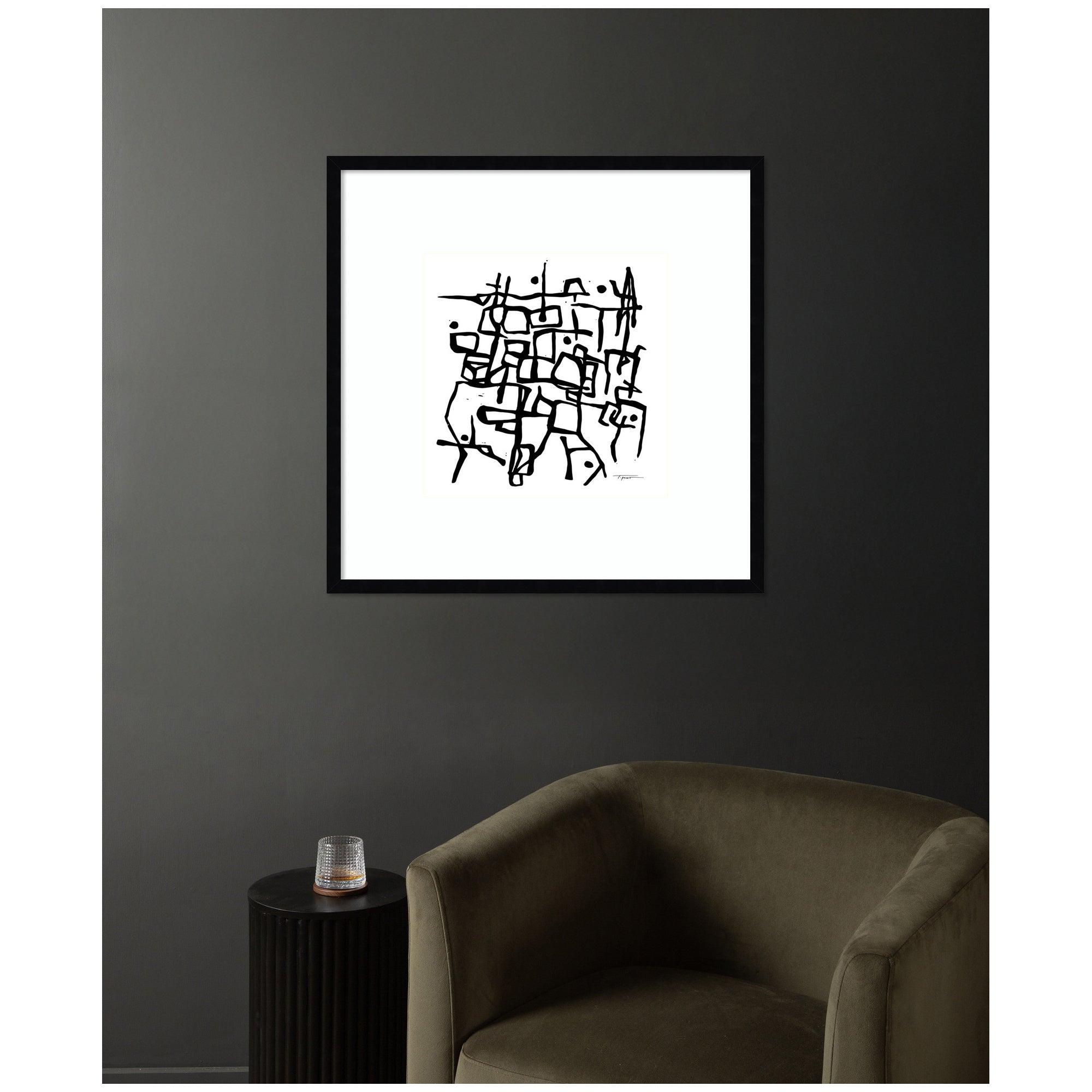 Organic Lines BW Grayscale by Statement Goods Framed Wall Art Print