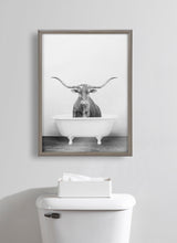 Blake Longhorn BW Bathroom Framed Printed Glass by kateandlaurel - product image 7 for Resin Society