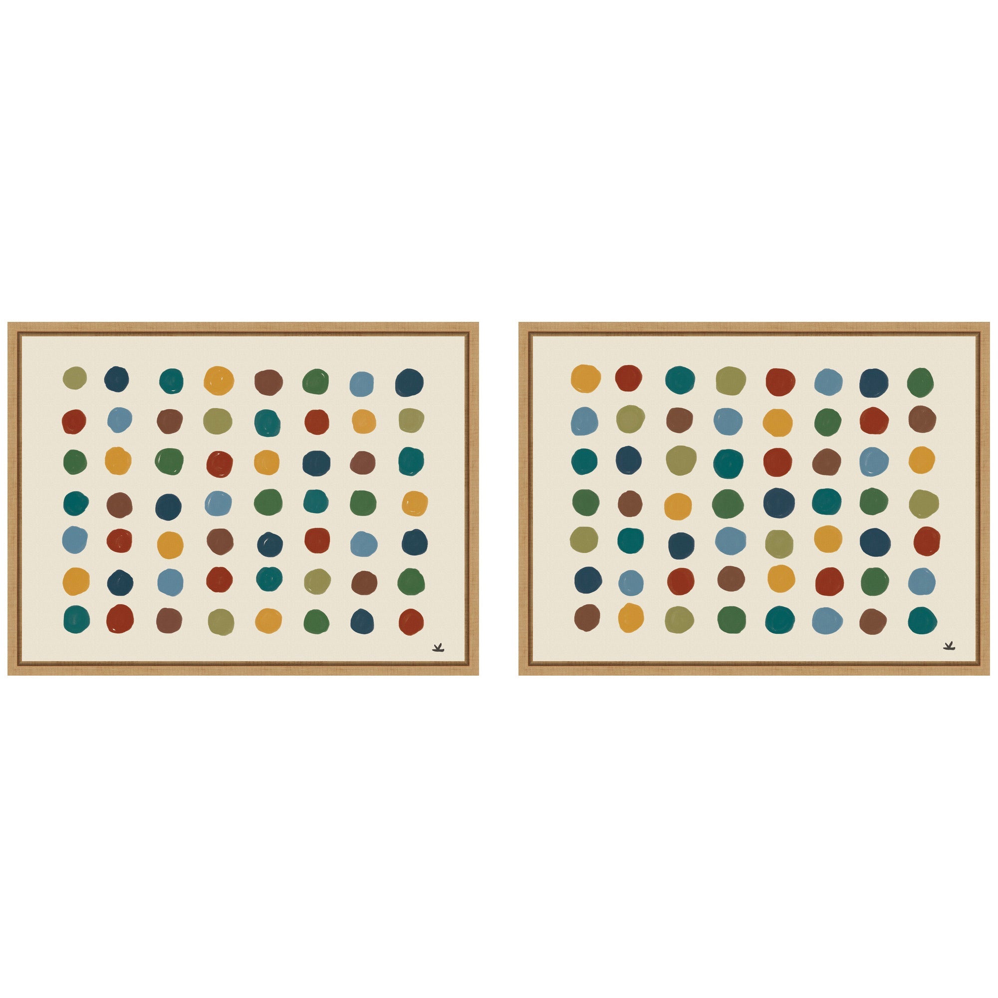 Meditation No.3 2 Piece Framed Canvas Wall Art hung side by side in a softly lit interior
