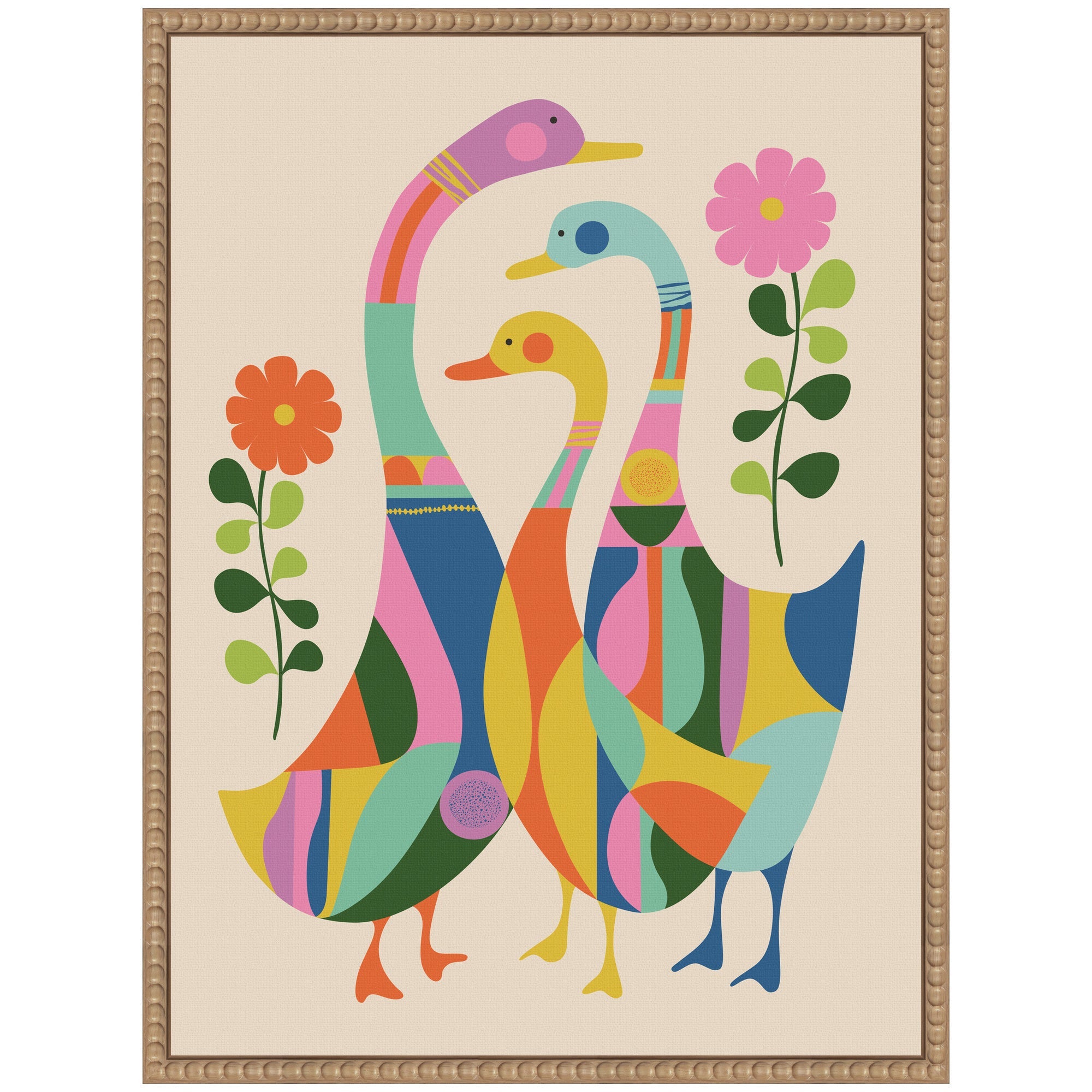 Sylvie Ducks and Wildflowers Framed Canvas by Rachel Lee