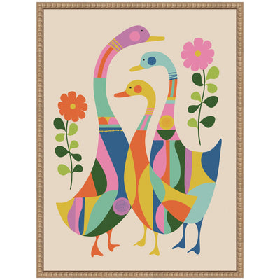 Sylvie Ducks and Wildflowers Framed Canvas by Rachel Lee