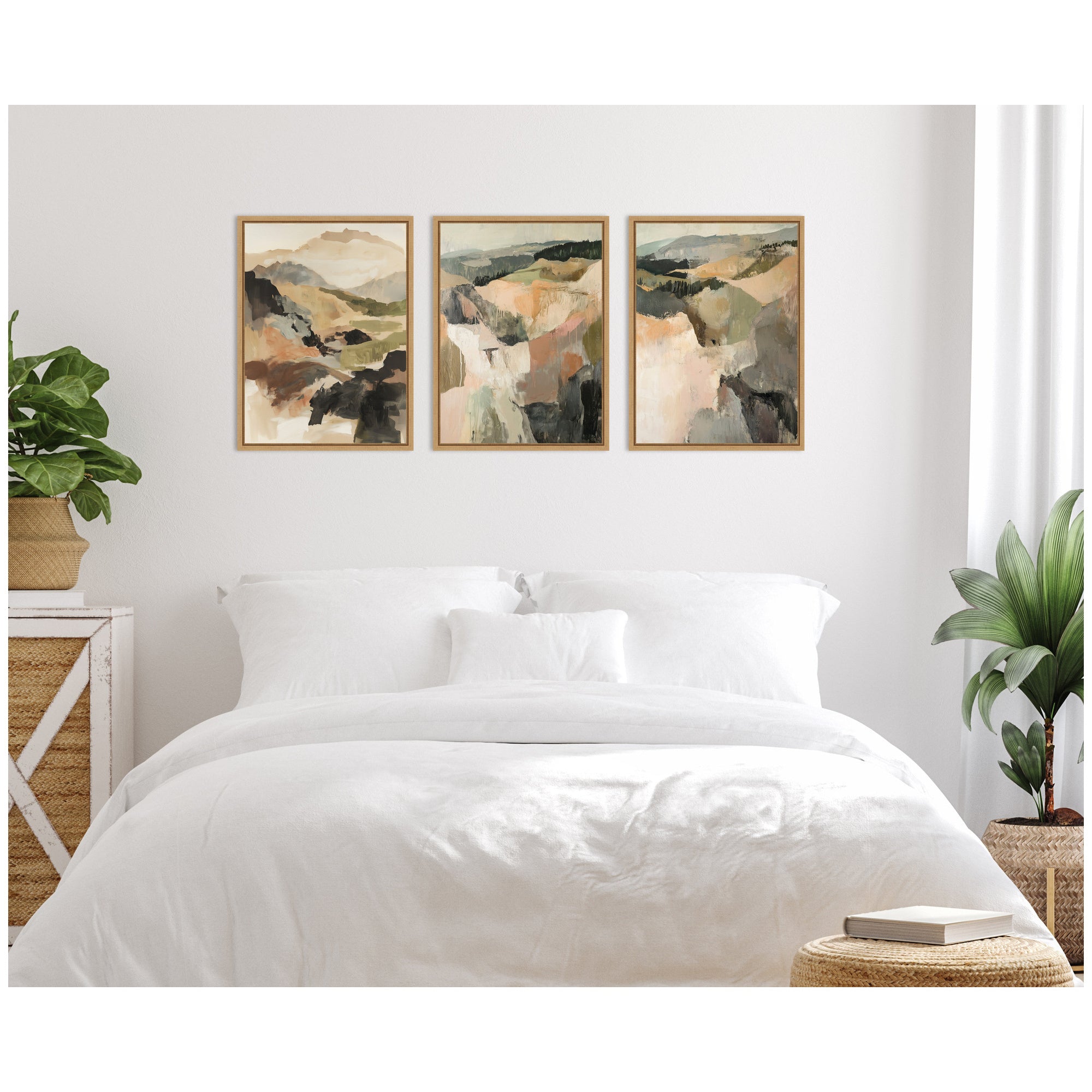 Sylvie Tonal Mountains - 3 Piece Framed Canvas Art Set by Amy Lighthall