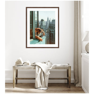 Framed Art Urban Tiger Overlooking Manhattan by Michael Schauer