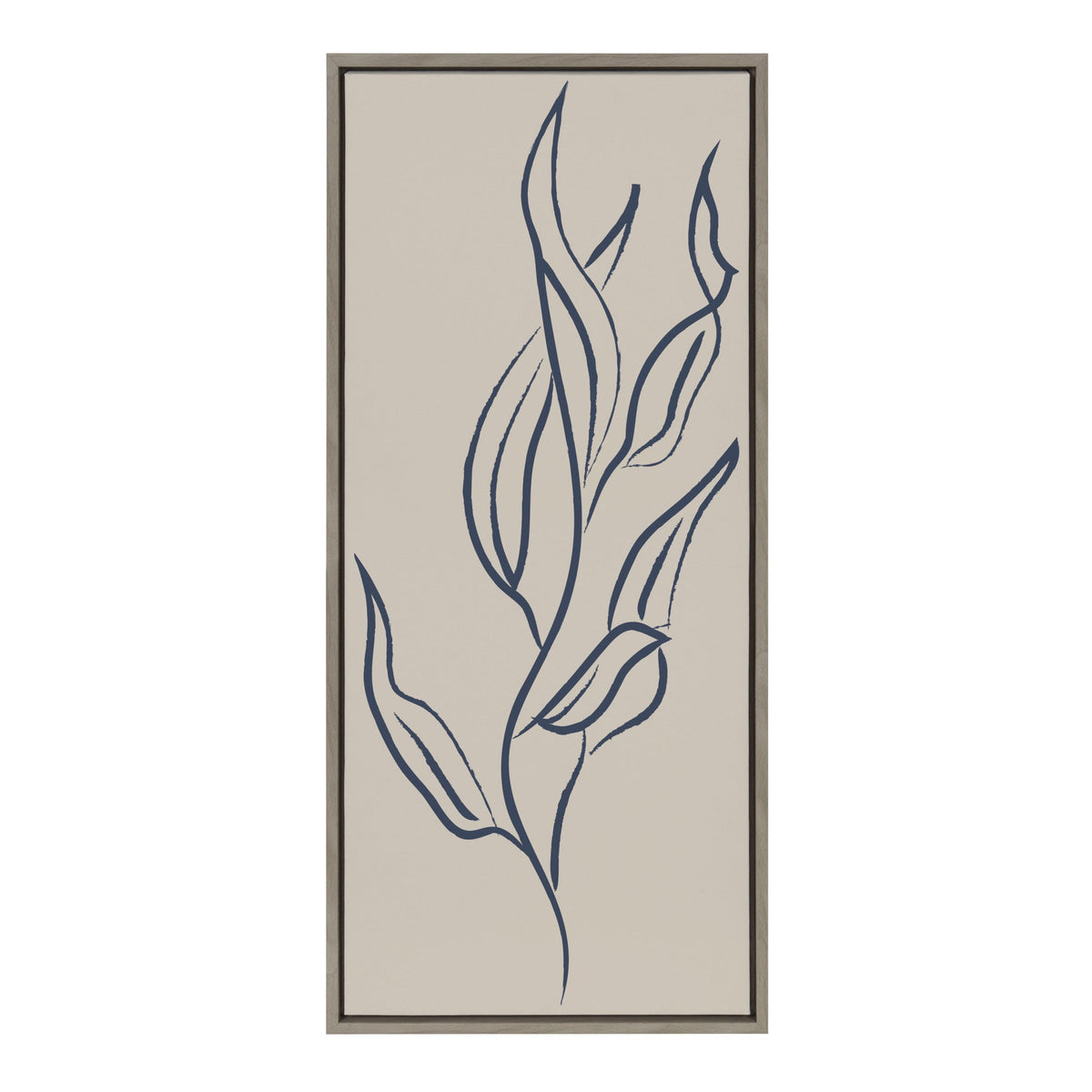 Sylvie Muted Illustrated Botanical Dark Blue and Tan Framed Canvas by kateandlaurel - product image 2 for Resin Society