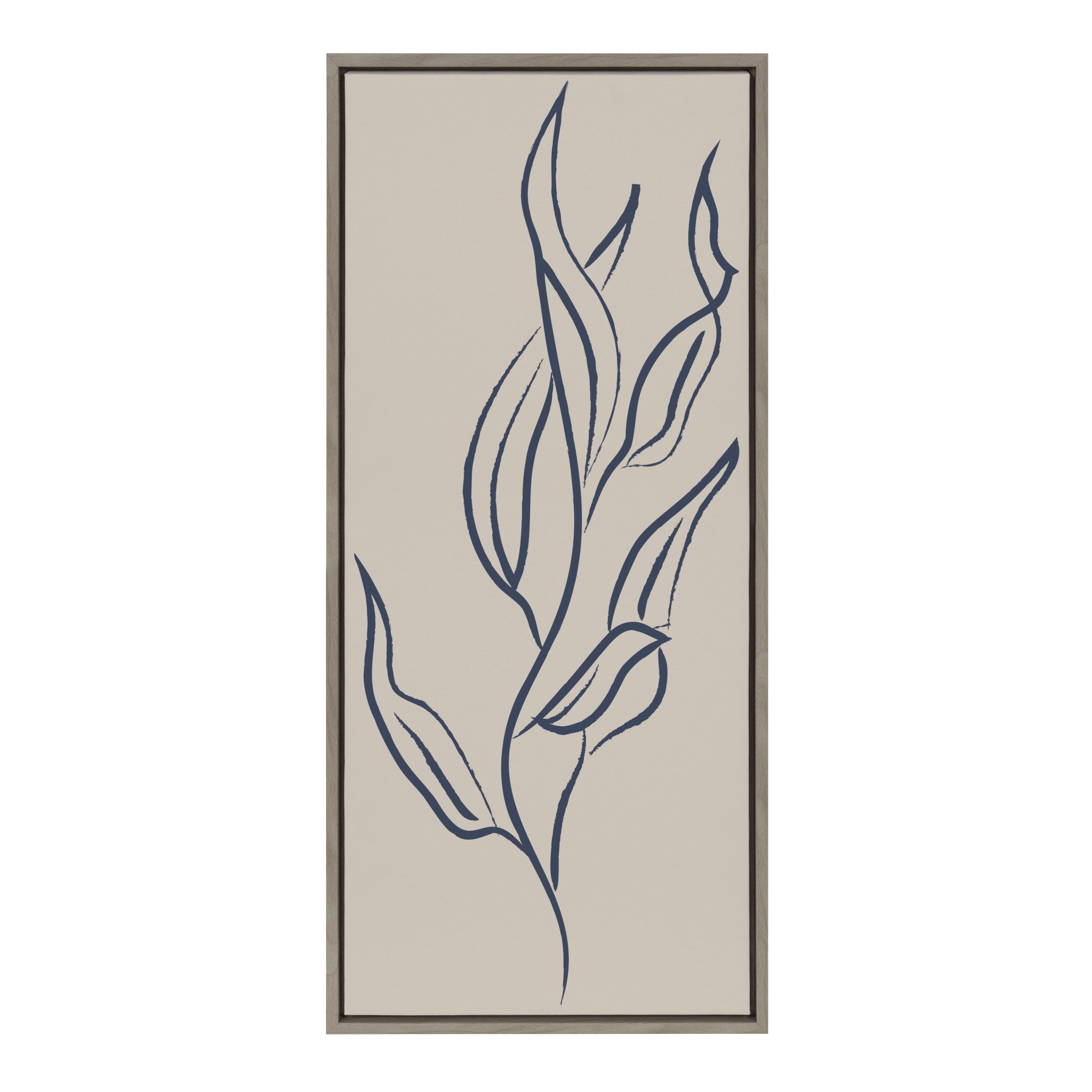 Sylvie Muted Illustrated Botanical Dark Blue and Tan Framed Canvas by kateandlaurel - product image 2 for Resin Society