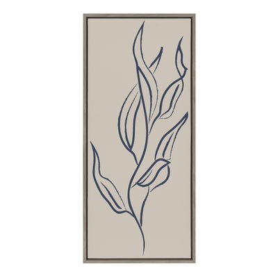 Sylvie Muted Illustrated Botanical Dark Blue and Tan Framed Canvas by kateandlaurel - product image 2 for Resin Society