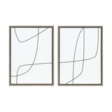 Sylvie Modern Line Abstract 3 and 4 Black and White Framed Canvas by kateandlaurel