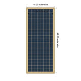 Rectangular navy blue fabric pinboard with a plaid grid pattern framed by light wood, showing outer size 18 by 42 inches and inner size 16 by 40 inches.