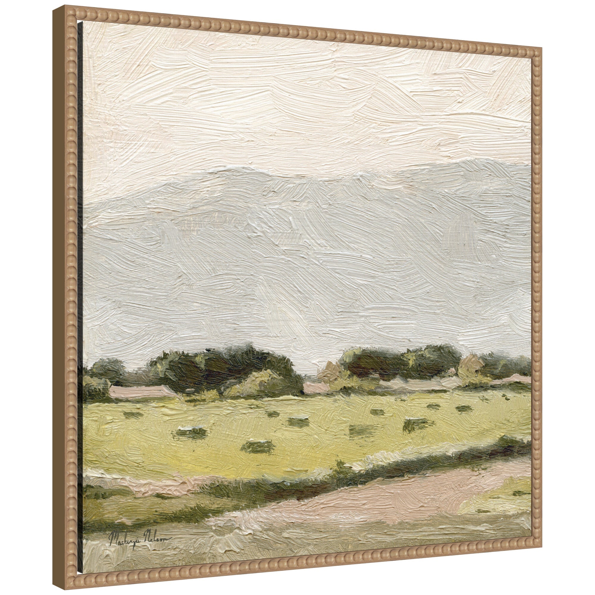 Petit Views No 11 by Mackenzie Nelson Framed Canvas Wall Art Print showing vibrant colors in a Sylvie Beaded frame