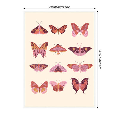 Sylvie Vintage Retro Boho Butterflies Framed Canvas by Honey Island Studio