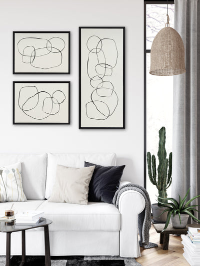 Sylvie Dancing Circles Framed Canvas