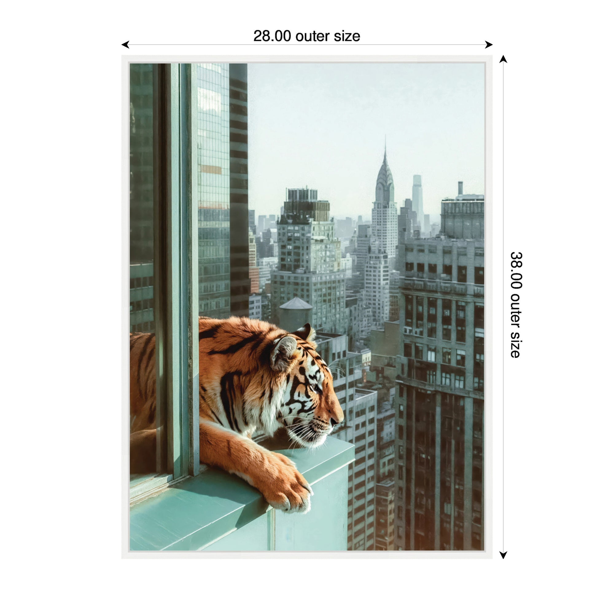 Sylvie Urban Tiger Overlooking Manhattan Framed Canvas by Michael Schauer