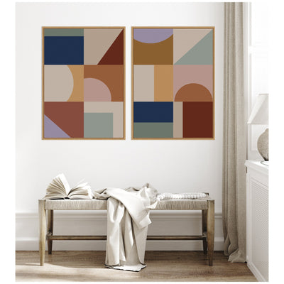 Modern Bohemian Pattern 2 Piece Framed Canvas Wall Art Set