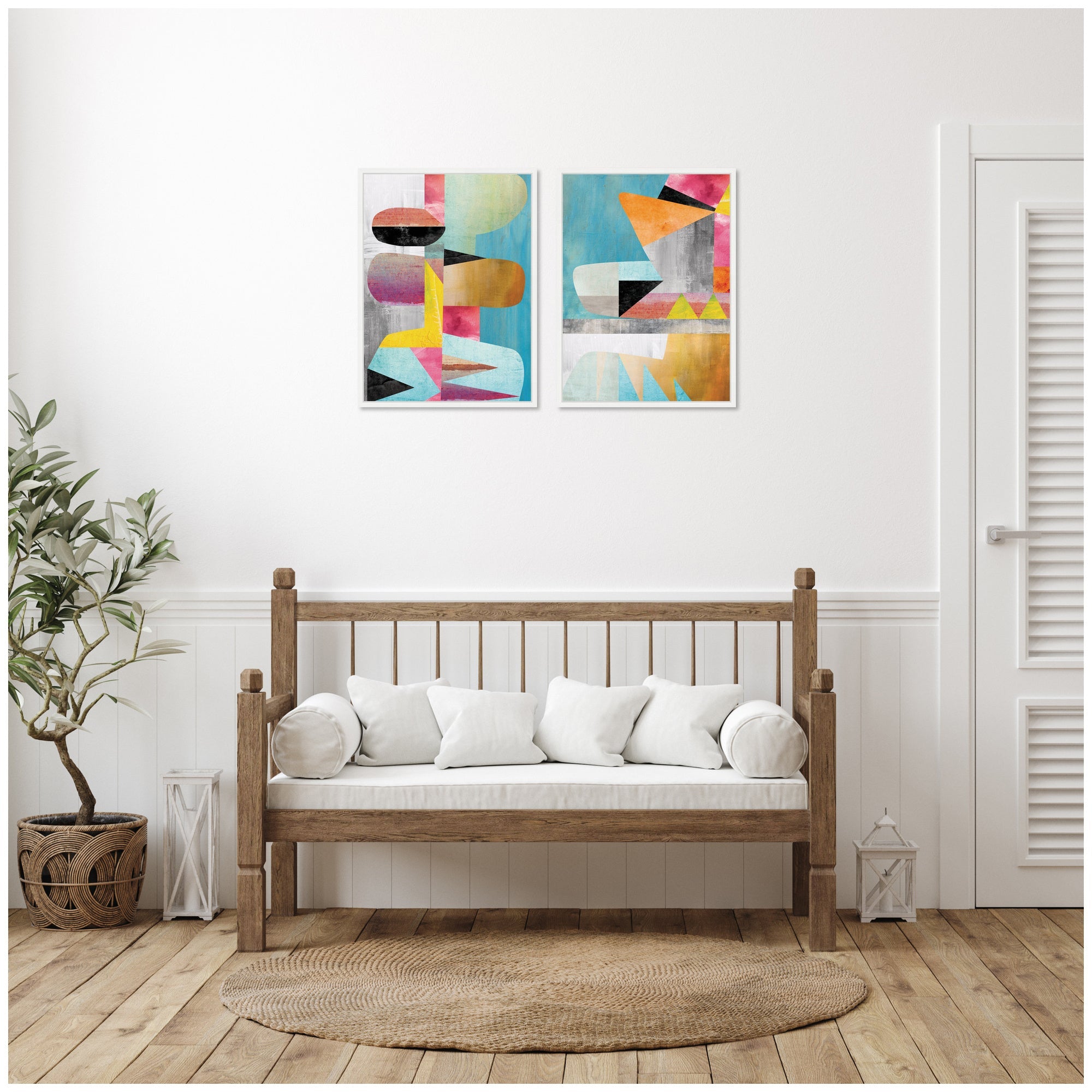 NC Objet 1 & 2 2 Piece Framed Canvas Wall Art Set by Nikki Chu