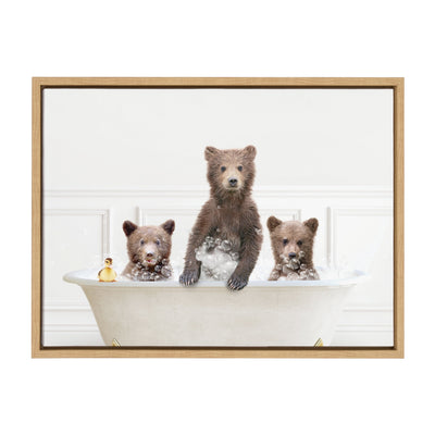 Sylvie Three bears In Bubble Bath Neutral Style Framed Canvas by kateandlaurel - product image 2 for Resin Society