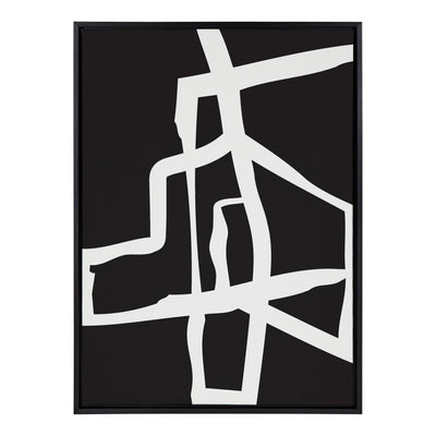 Sylvie Bold Sophisticated Abstract White Stroke Framed Canvas by kateandlaurel - product image 2 for Resin Society