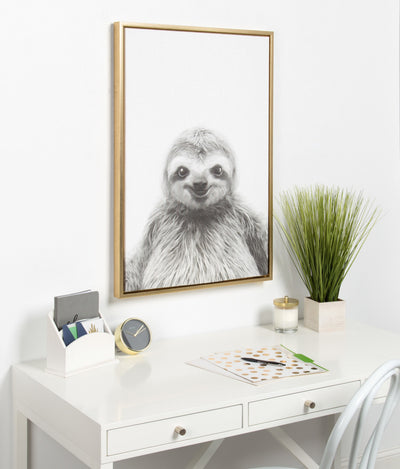 Sylvie Sloth Framed Canvas by Simon Te Tai by kateandlaurel - product image 5 for Resin Society