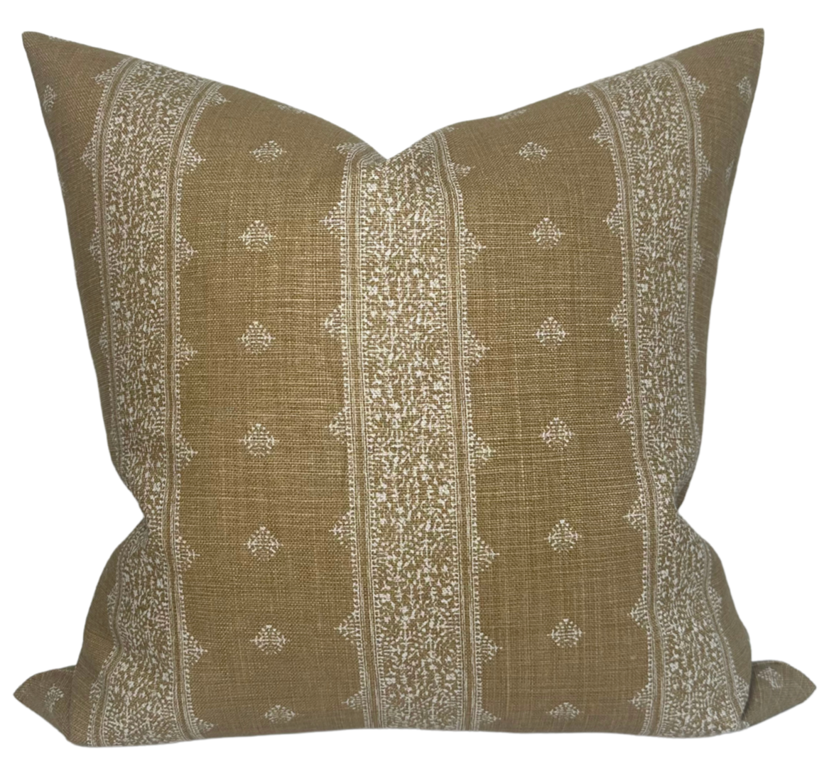 Fez Pillow Cover in Bronze by Peter Dunham Textiles front view with bronze and brown linen fabric and ivory linen backing