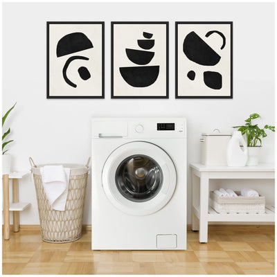 Sylvie Black Geometric Abstracts Framed Canvas Art Set by July Art Prints