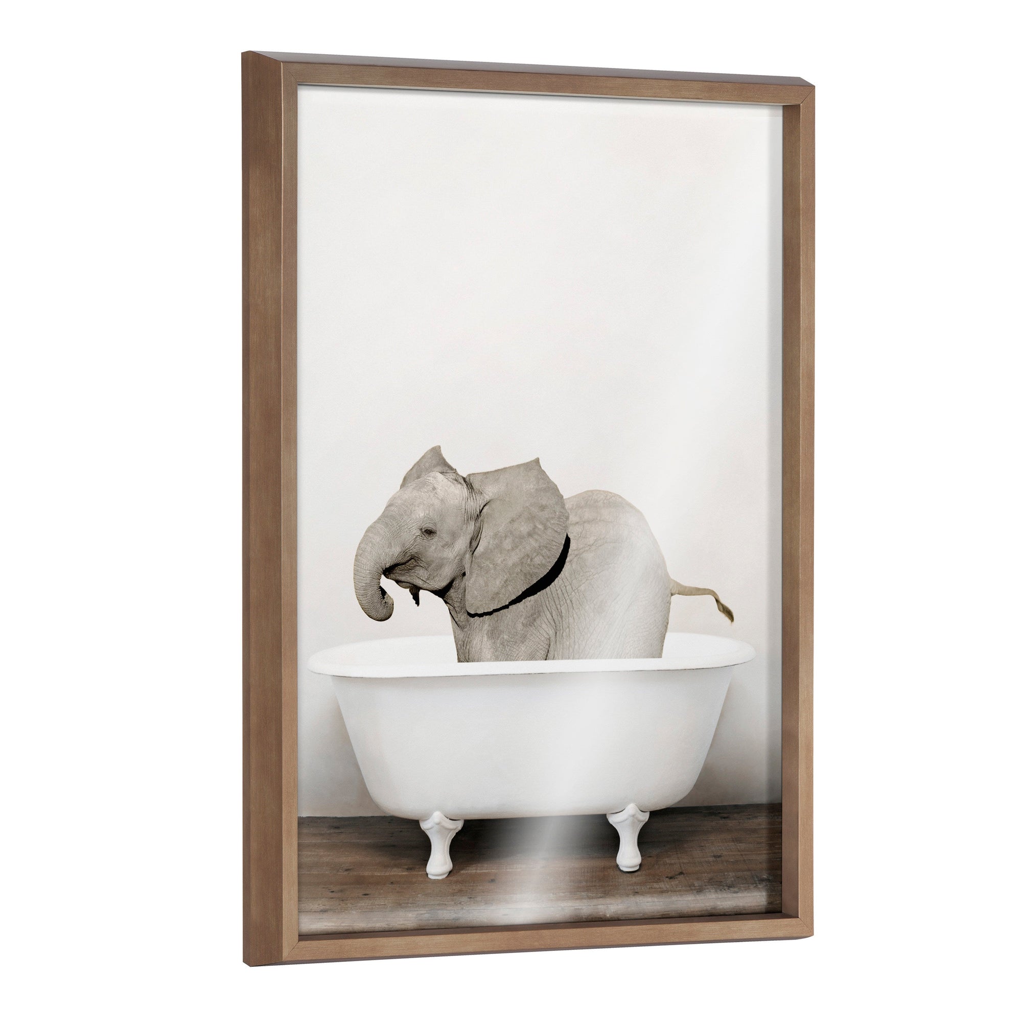 Blake Baby Elephant in the Tub Color Framed Printed Glass by kateandlaurel - main product image for Resin Society