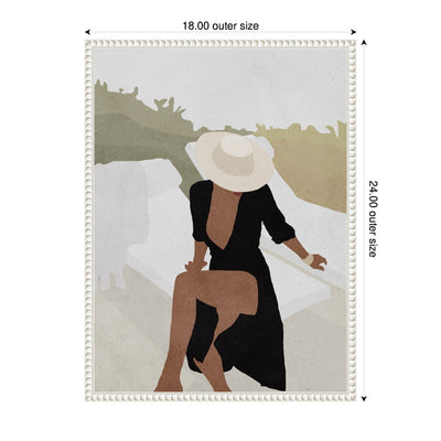 Sylvie Elegant Woman in Hat Framed Canvas by July Art Prints