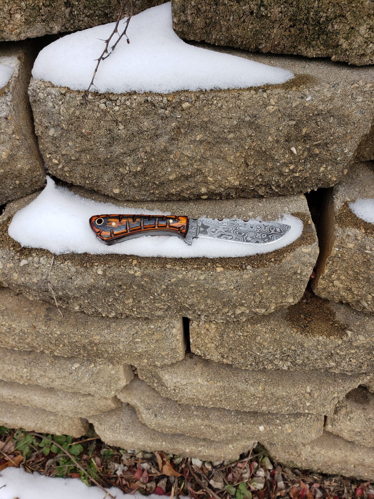 Damascus Knife perfect Utility Neck Knife TD-239 detail image - Resin Society