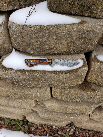 Damascus Knife perfect Utility Neck Knife TD-239 detail image - Resin Society