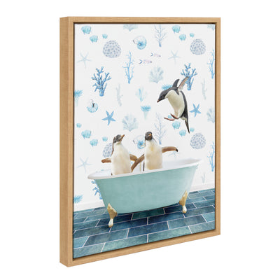 Sylvie Penguins In Under the Sea Bath Framed Canvas by kateandlaurel - product image 15 for Resin Society