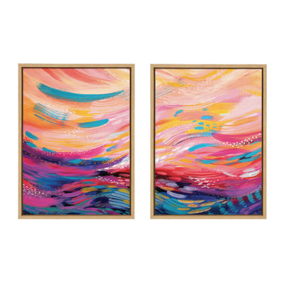 Sylvie Brush Strokes 90 Framed Canvas Set by kateandlaurel - product image 13 for Resin Society