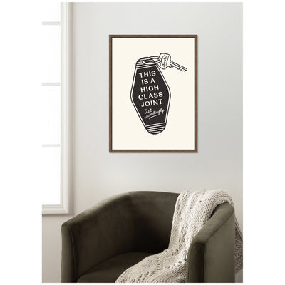 Retro Keychain This is a High Class Joint Black and White by Lucky Guava Framed Canvas Wall Art Print