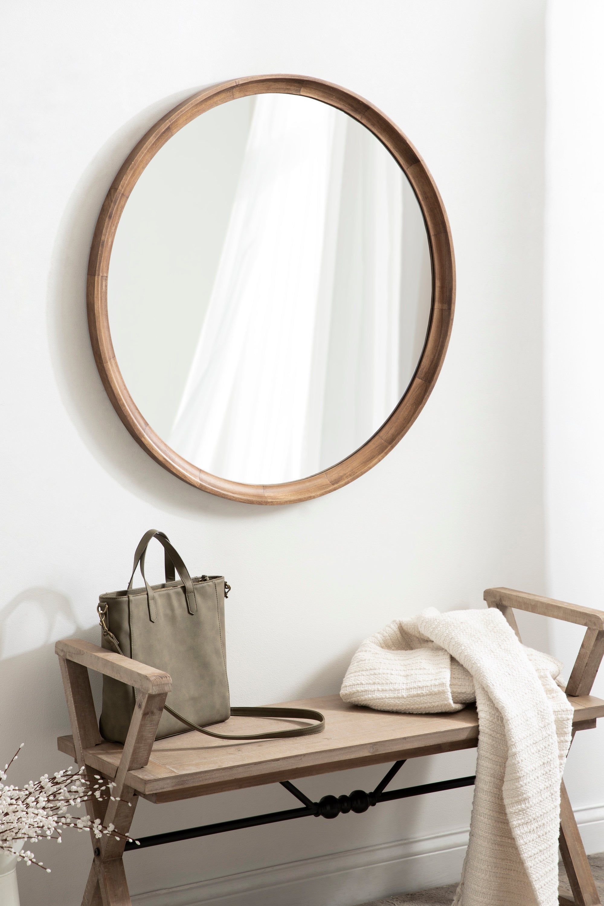 Hatherleigh Round Wood Wall Mirror