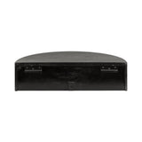 Black semi-circular floating wood side table top with mounting brackets on the back edge, shown against a white background.
