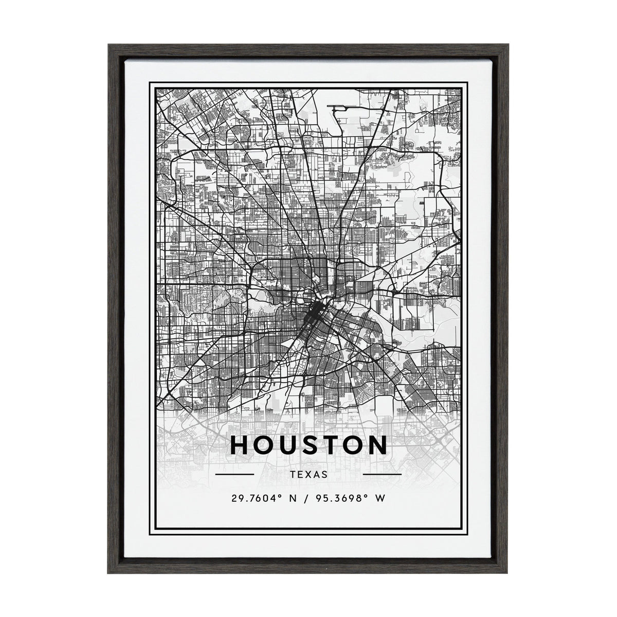 Sylvie Houston Modern Map Framed Canvas by kateandlaurel - main product image for Resin Society