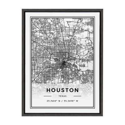Sylvie Houston Modern Map Framed Canvas by kateandlaurel - main product image for Resin Society