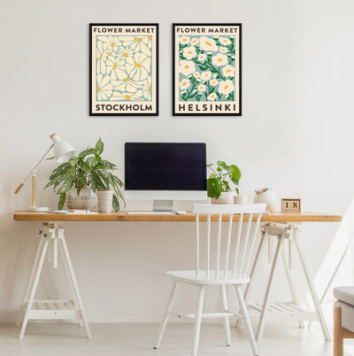 Sylvie Flower Market 1 and 2 Framed Canvas Art Set by Carrie Cantwell