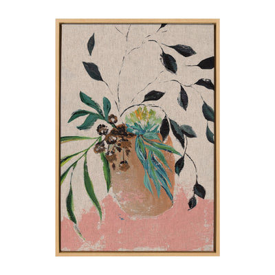 Sylvie Wild Foliage | Neutral Linen Framed Canvas by Nikita Jariwala