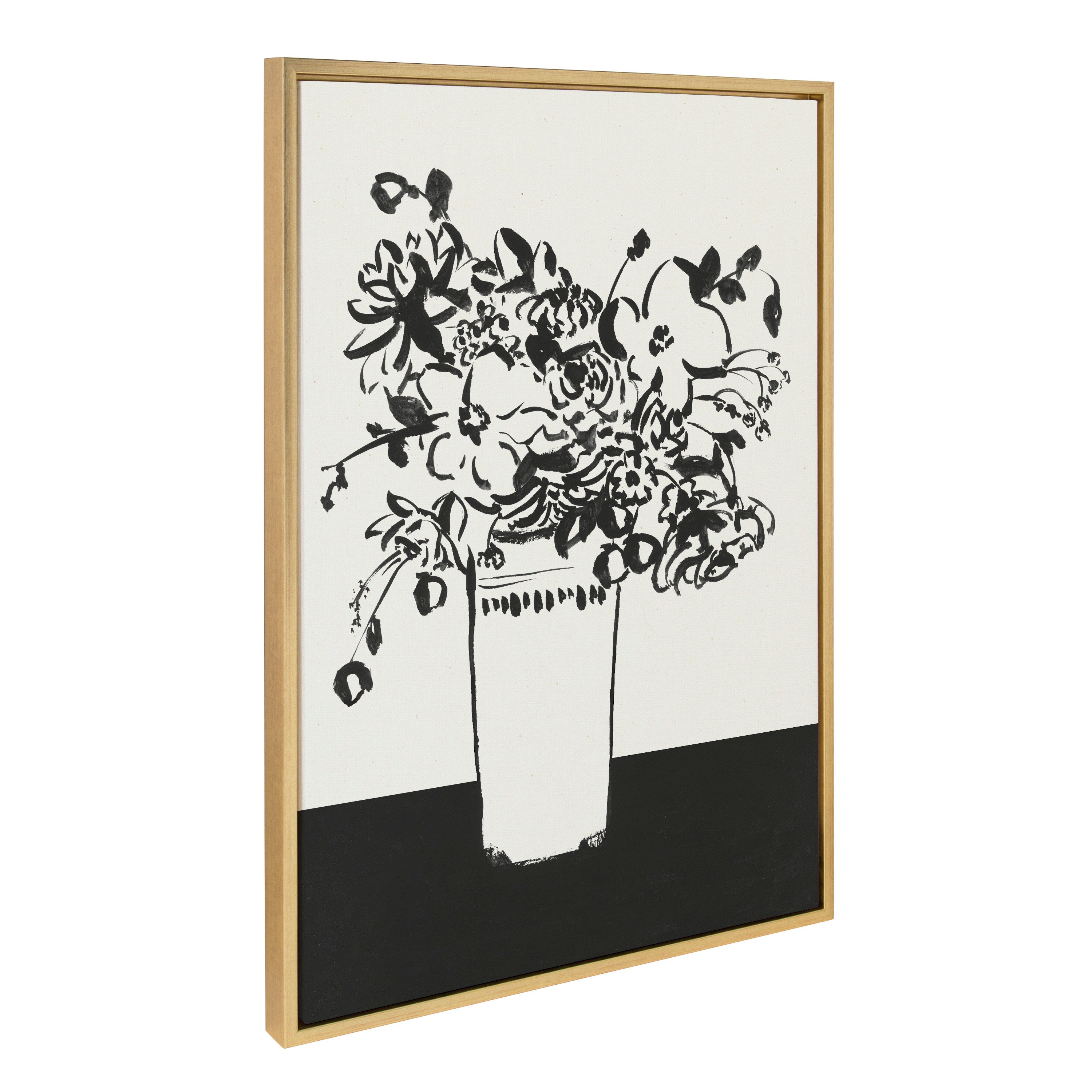 Sylvie 1043 Black and White Vase Framed Canvas by Teju Reval of by kateandlaurel - product image 2 for Resin Society