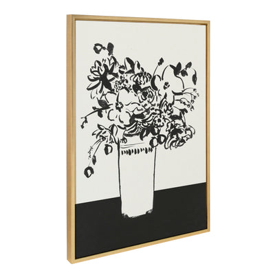 Sylvie 1043 Black and White Vase Framed Canvas by Teju Reval of by kateandlaurel - product image 2 for Resin Society