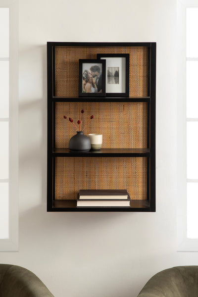 Ori Rattan/Wood Wall Shelf