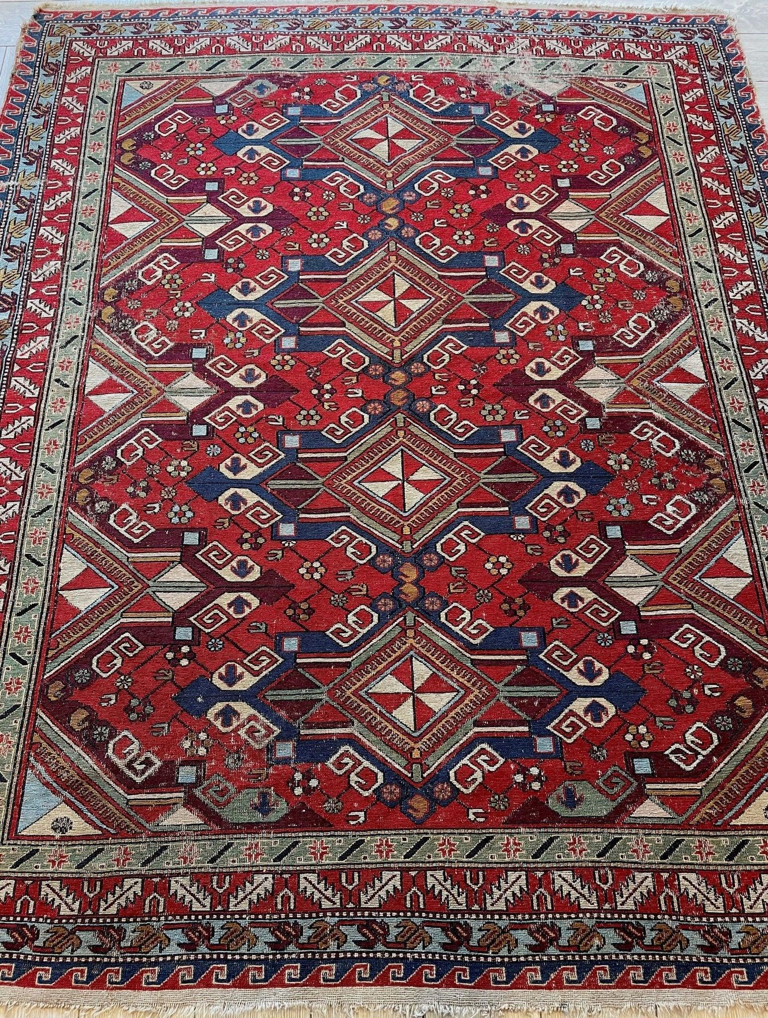 Fine Antique Natural Dyes Caucasian Soumak Area Rug 73''x91'' by Rugistan - main product image for Resin Society