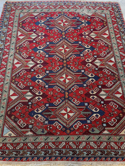Fine Antique Natural Dyes Caucasian Soumak Area Rug 73''x91'' by Rugistan - main product image for Resin Society