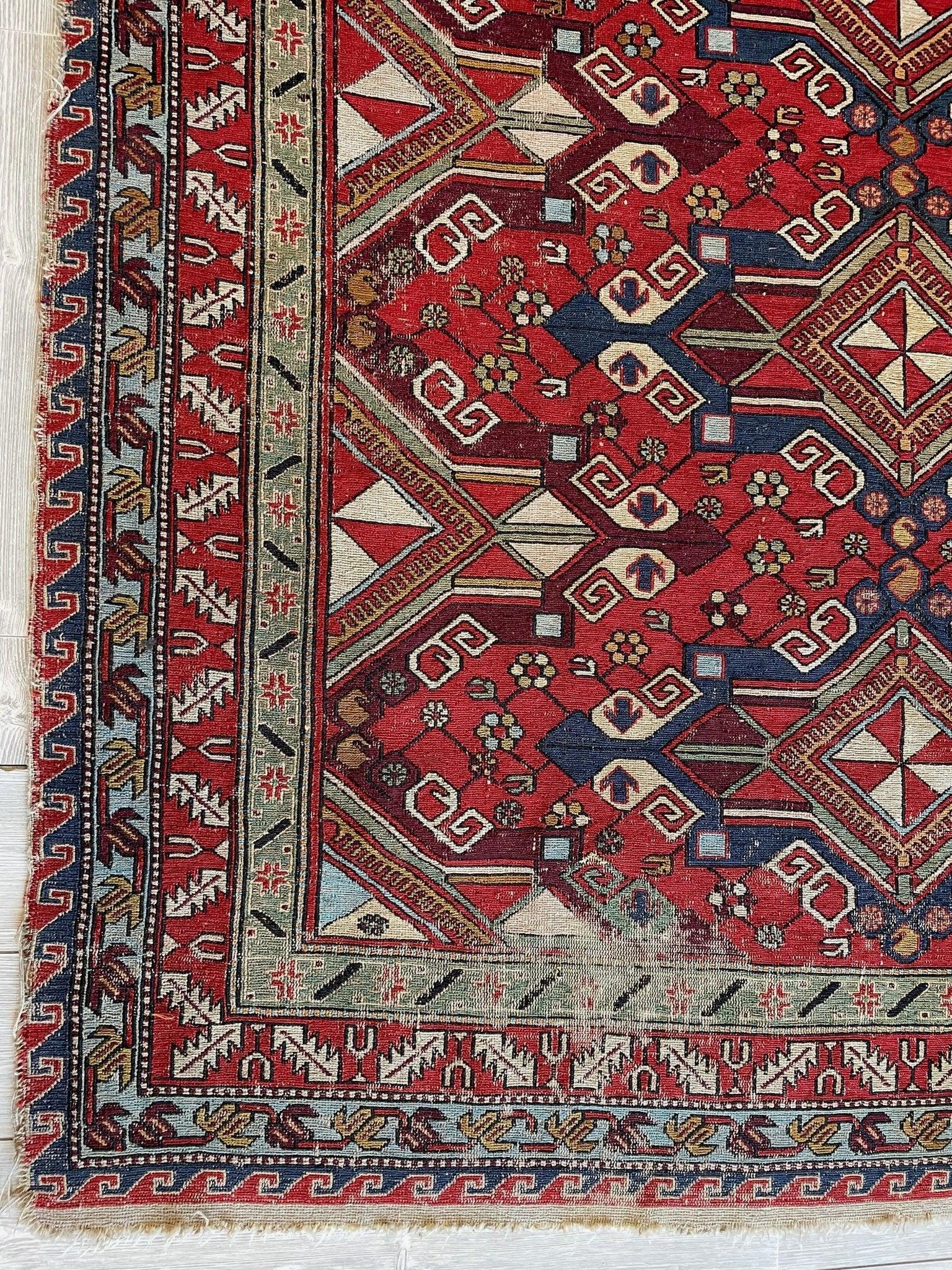 Fine Antique Natural Dyes Caucasian Soumak Area Rug 73''x91'' by Rugistan - product image 11 for Resin Society