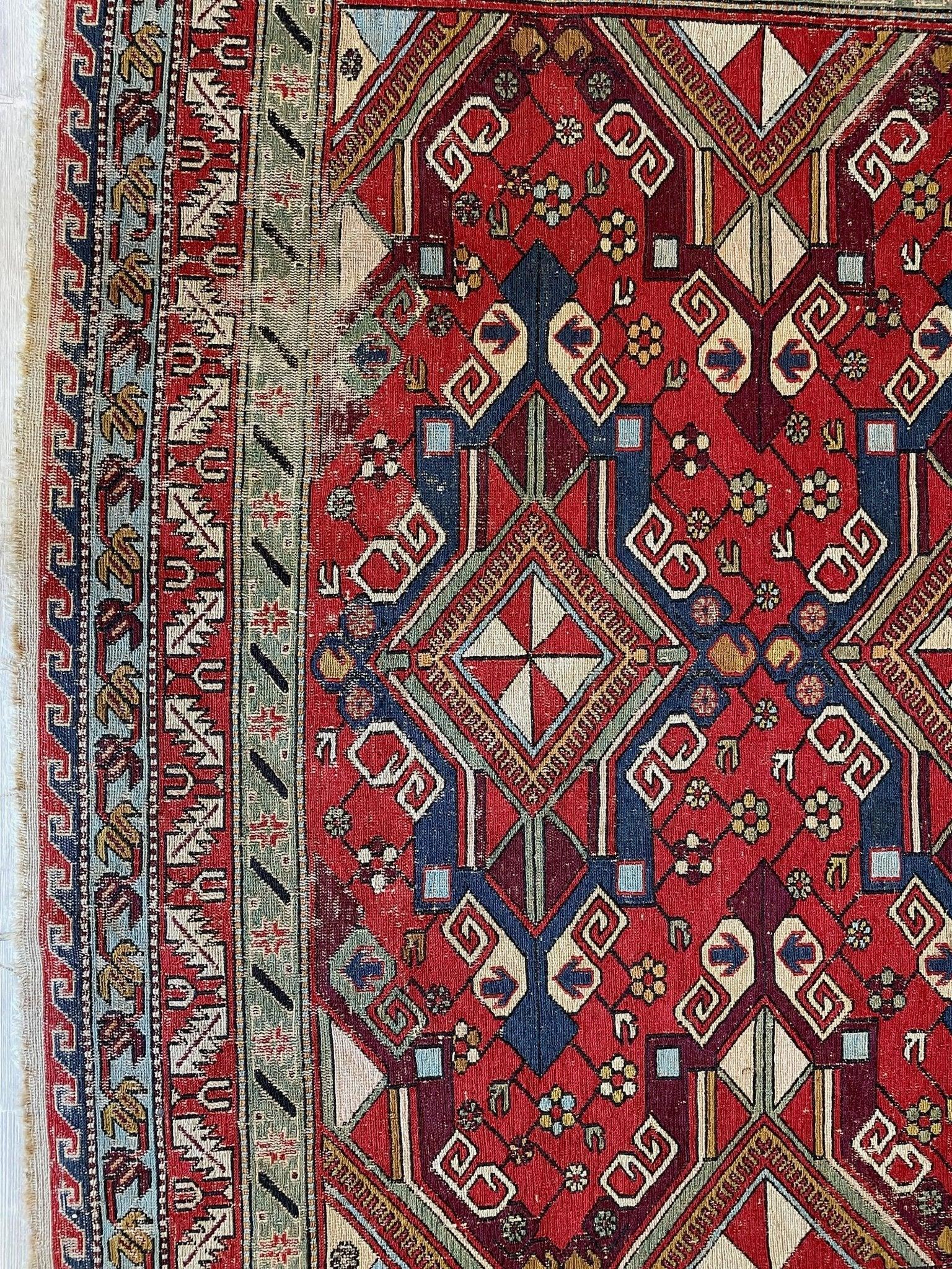Fine Antique Natural Dyes Caucasian Soumak Area Rug 73''x91'' by Rugistan - product image 12 for Resin Society