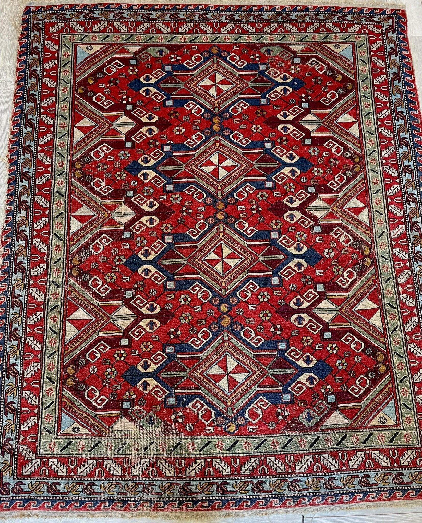 Fine Antique Natural Dyes Caucasian Soumak Area Rug 73''x91'' by Rugistan - product image 2 for Resin Society