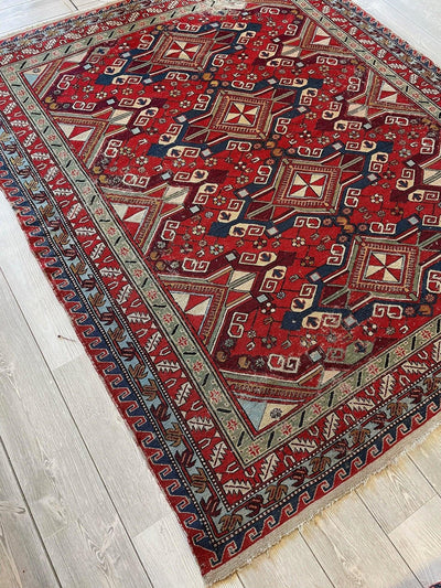 Fine Antique Natural Dyes Caucasian Soumak Area Rug 73''x91'' by Rugistan - product image 5 for Resin Society