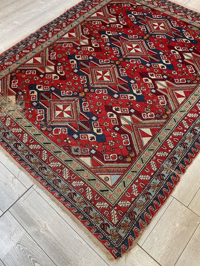 Fine Antique Natural Dyes Caucasian Soumak Area Rug 73''x91'' by Rugistan - product image 6 for Resin Society