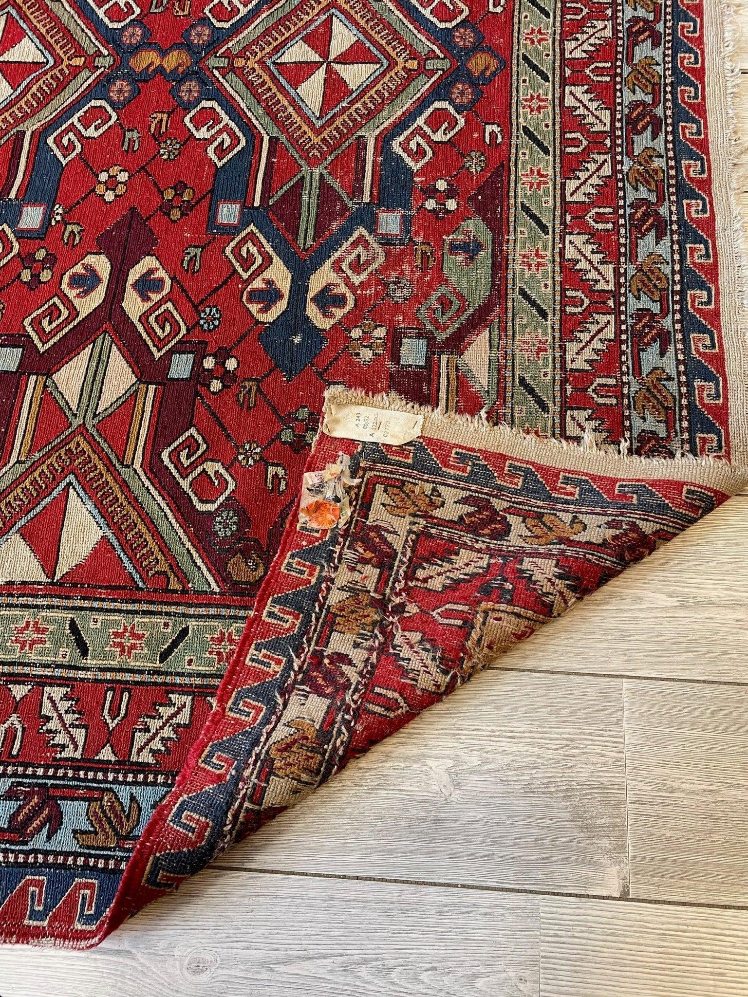 Fine Antique Natural Dyes Caucasian Soumak Area Rug 73''x91'' by Rugistan - product image 7 for Resin Society