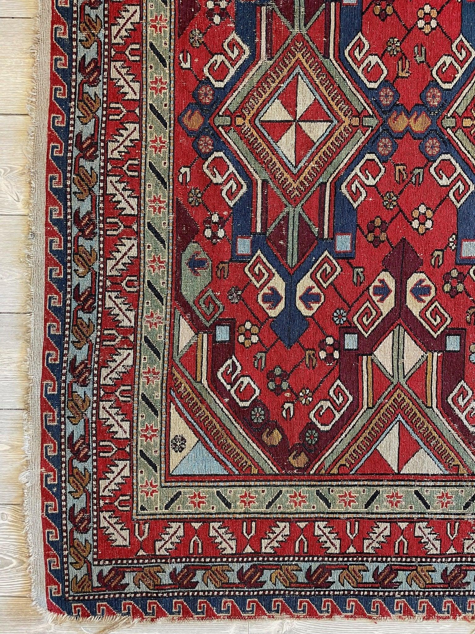 Fine Antique Natural Dyes Caucasian Soumak Area Rug 73''x91'' by Rugistan - product image 9 for Resin Society